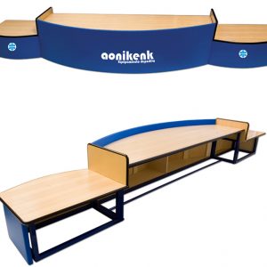 Mesa para oficiales de control de juego, según normativa FIBA